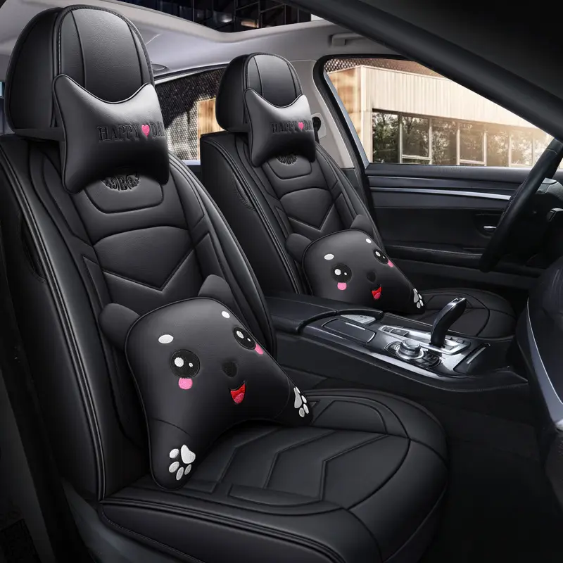 2023 new all-inclusive high-quality pu leather cartoon four-season car seat cushion five-seater