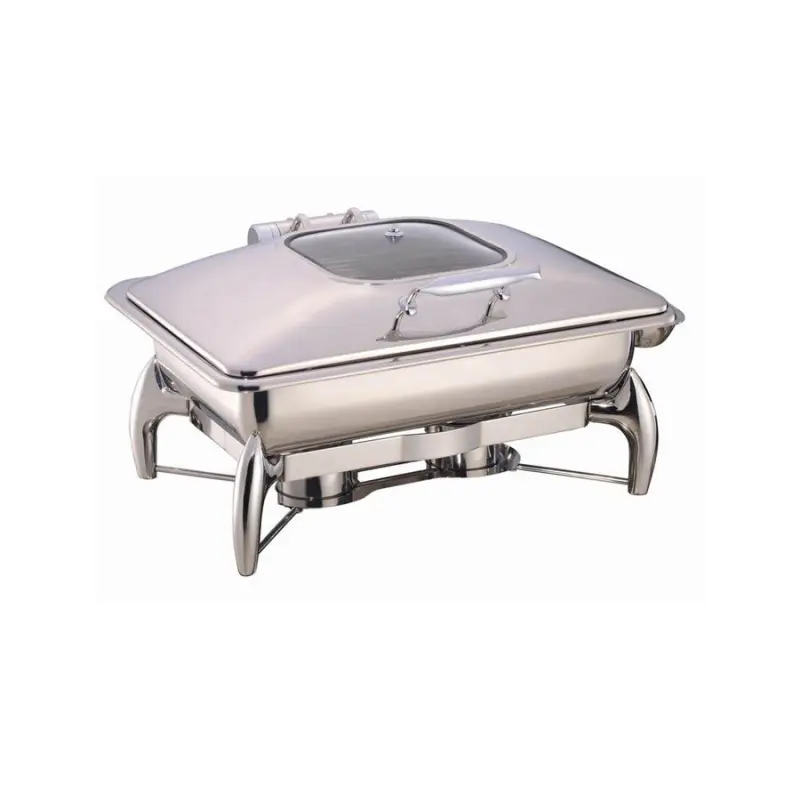 Wholesale Hydraulic Shaft Stainless Steel Buffet Catering Chaffing Dishes Food Warmer Glass Top Chafing Dish
