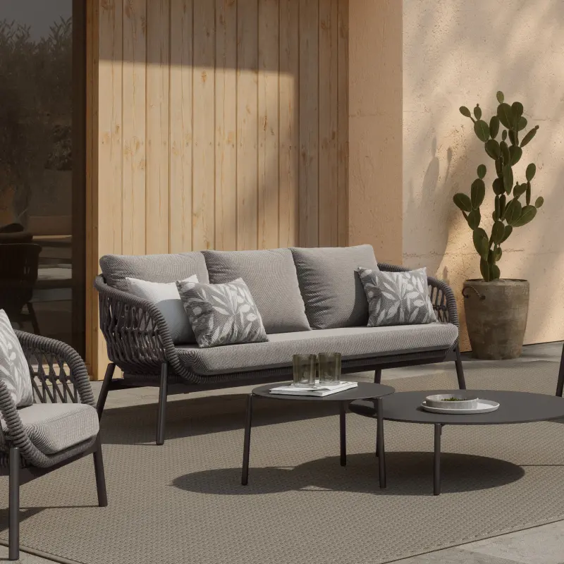 Artie Custom Commercial Outdoor Furniture Aluminium Patio Set UV Resistant Weaved Rope Garden Sofa