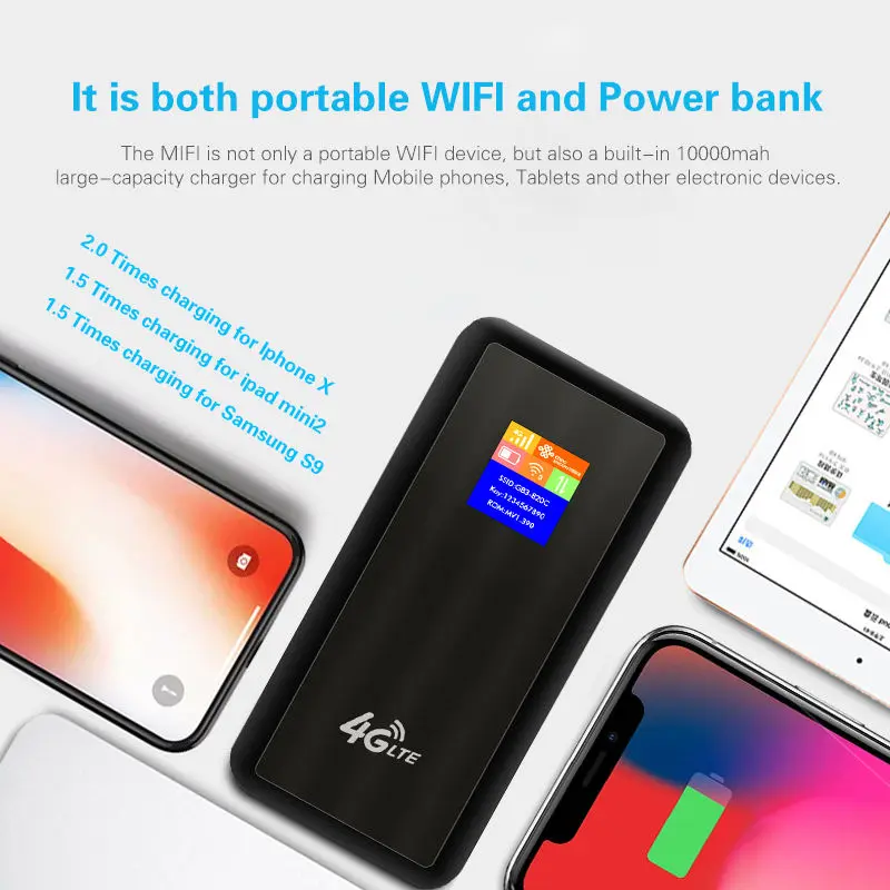 Pocket Portable Wifi unlocked 10000mAh Power Bank 4G LTE Mobile Wireless Router Hotspot