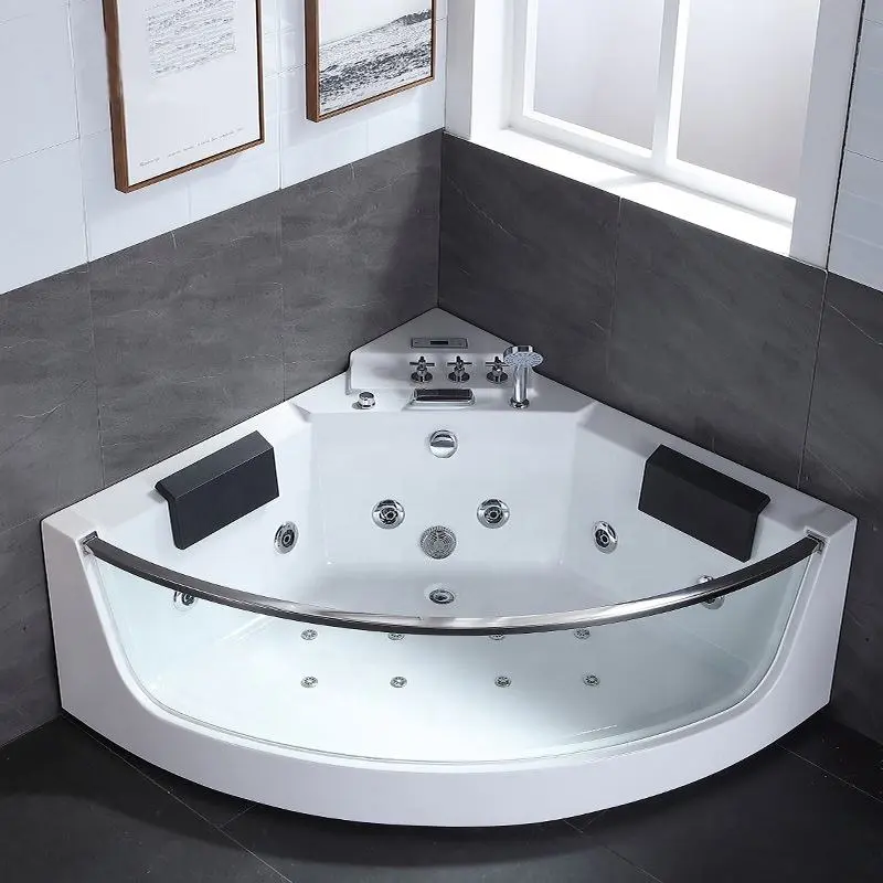 Acrylic Material Freestanding Corner Whirlpool Massage Bathtub Portable Bathtub