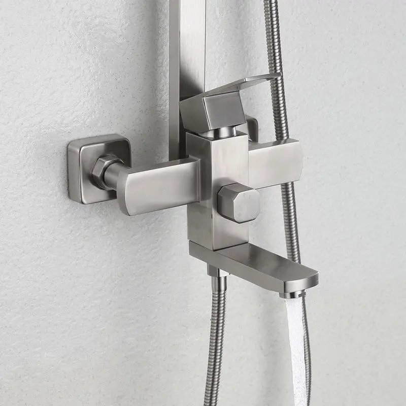 Rainfall Wall Mounted Top Shower And Hand Shower Set 304 Stainless Steel Wall-Mount Bath Tub Rain-style Shower Faucet