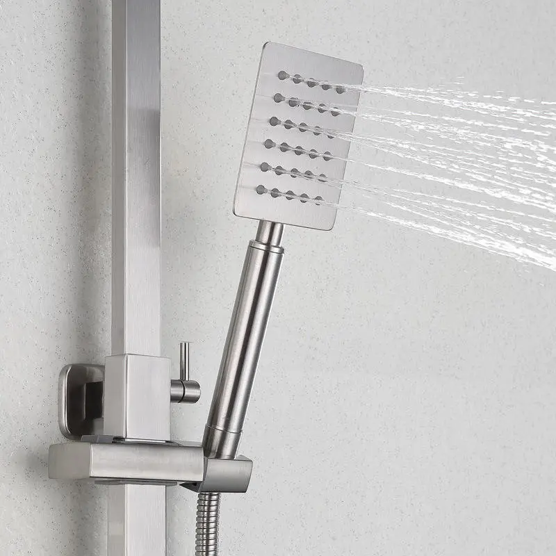 Rainfall Wall Mounted Top Shower And Hand Shower Set 304 Stainless Steel Wall-Mount Bath Tub Rain-style Shower Faucet