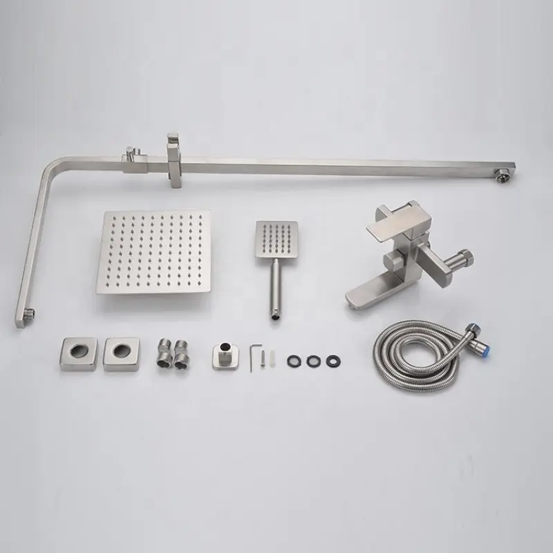 Rainfall Wall Mounted Top Shower And Hand Shower Set 304 Stainless Steel Wall-Mount Bath Tub Rain-style Shower Faucet