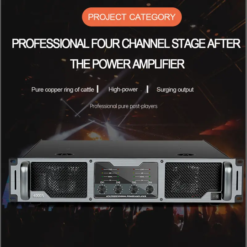 Modern Biner 4000S 550W*4 Audio Power Amplifier 2U Professional High Power Amplifier for Conference Home Theater