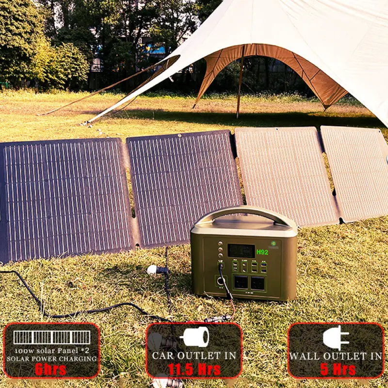 1000W LiFePO4 Solar Backup Power Station for Outdoor Travel