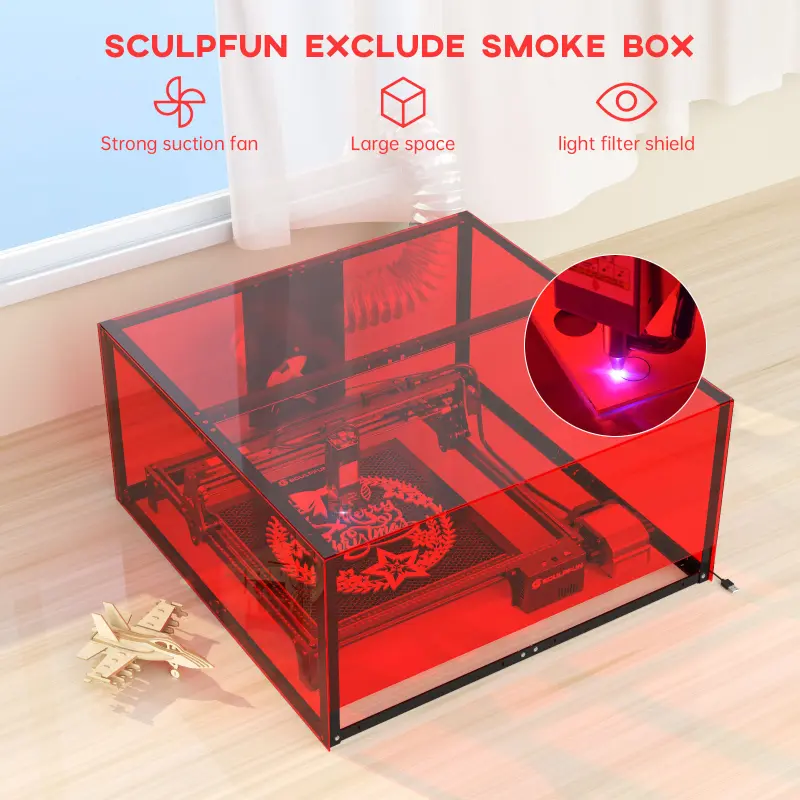 SCULPFUN S10 S9 S6 S6pro Laser Engraver Enclosure Fireproof Eye Protection Vent Laser Engraving Machine Cover