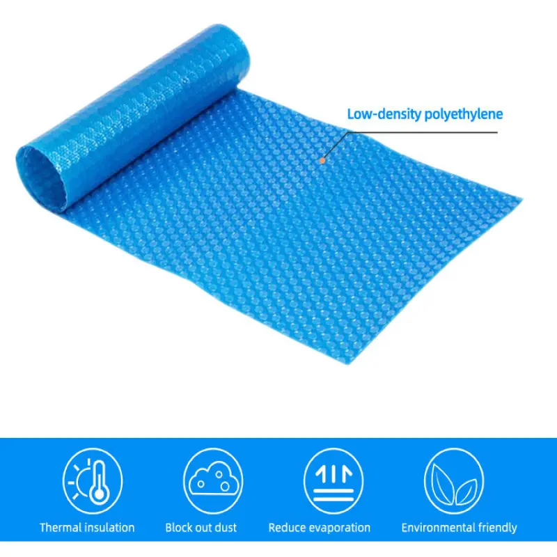 Blue bubble plastic cover for swimming pool