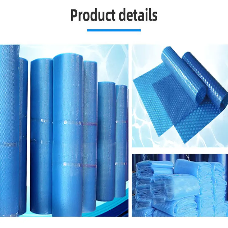 Blue bubble plastic cover for swimming pool