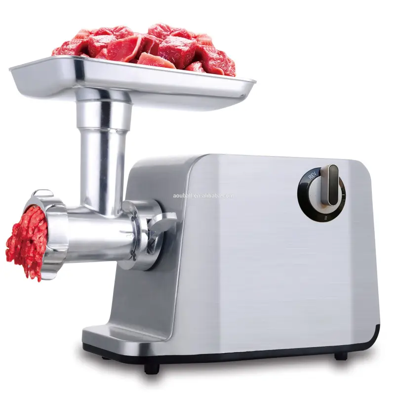 Household electric Brushed Aluminum Die Casting Meat Grinder Machine With SS Cutting Plate Grinder And Mincer