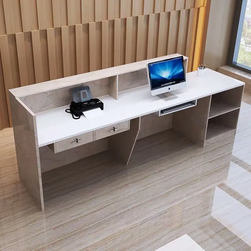regular grey black artificial stone office reception desks