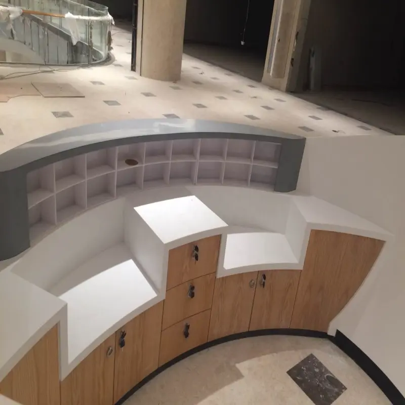Two seats solid surface stone circular reception desk round