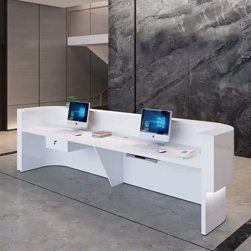 regular grey black artificial stone office reception desks