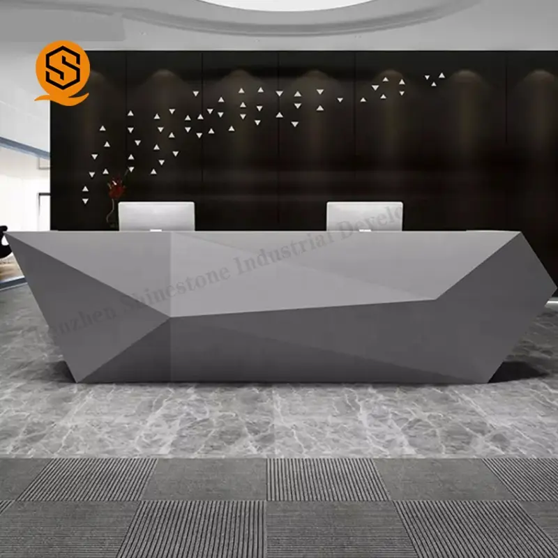 Diamond Shaped Solid Surface Stone Reception Desk