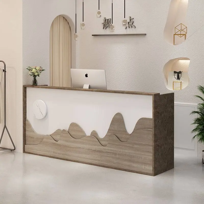 LED light wooden modular furniture reception desk