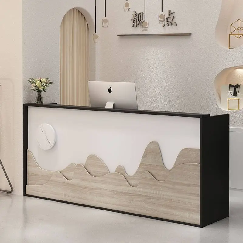 LED light wooden modular furniture reception desk