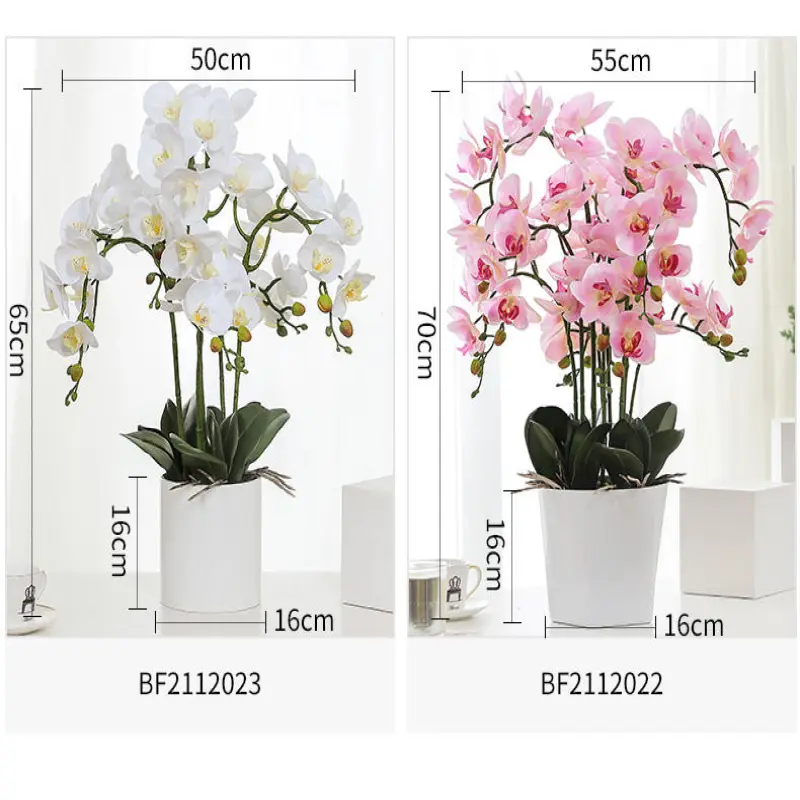 Real touch 3D printing butterfly orchid home garden wedding bouquet artificial white orchid flowers bonsai