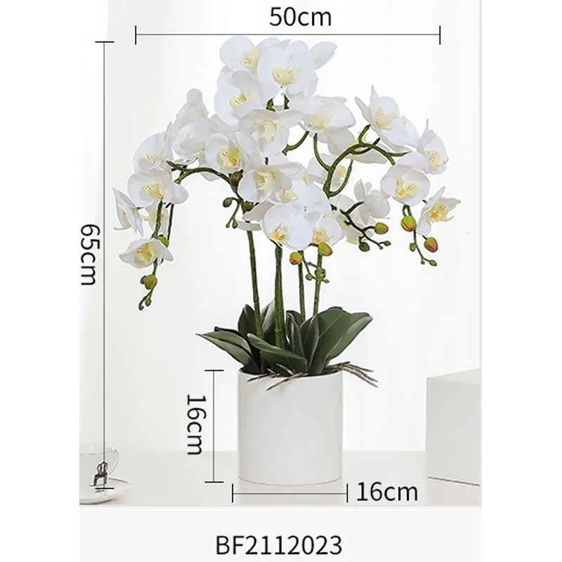 Real touch 3D printing butterfly orchid home garden wedding bouquet artificial white orchid flowers bonsai