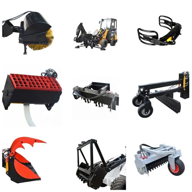 Mini Excavator Skid Steer Backhoe Loader Tractor Attachments Hydraulic Earth Auger,Digger,Hammer,Breaker, Sweeper,Snow Blower