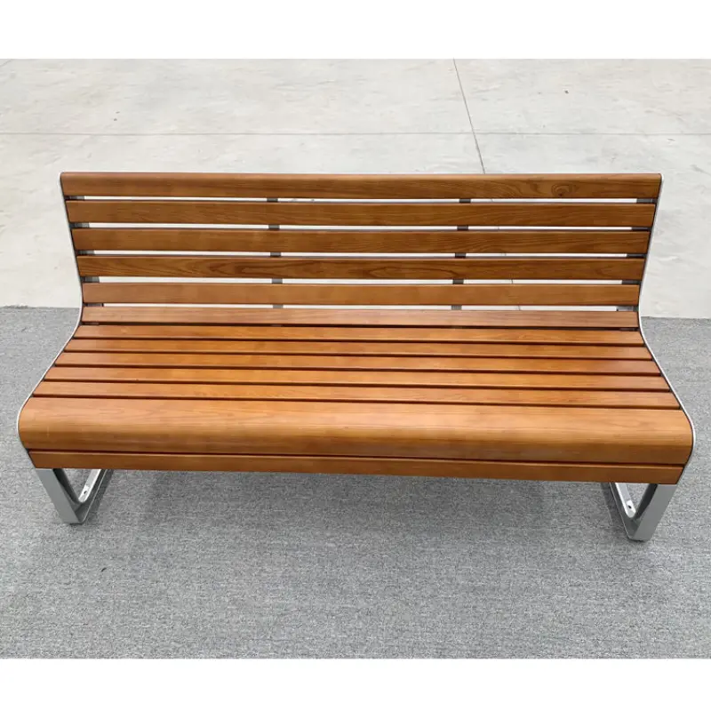 Outdoor vintage Rustic used park 3 seater bench Cast aluminum legs wooden bench with back