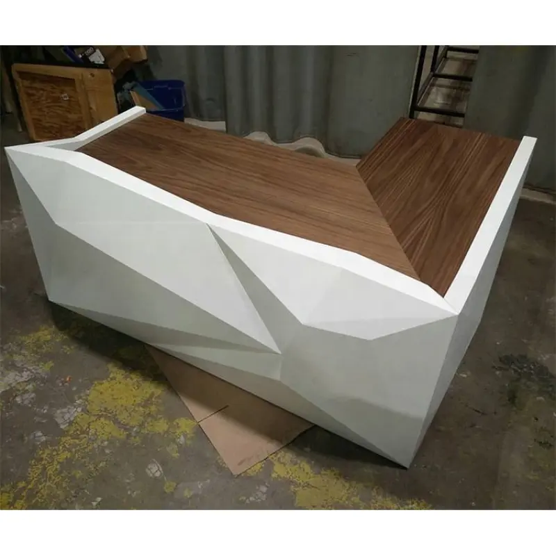 Beauty salon furniture white curved front reception desk solid surface shop counter design