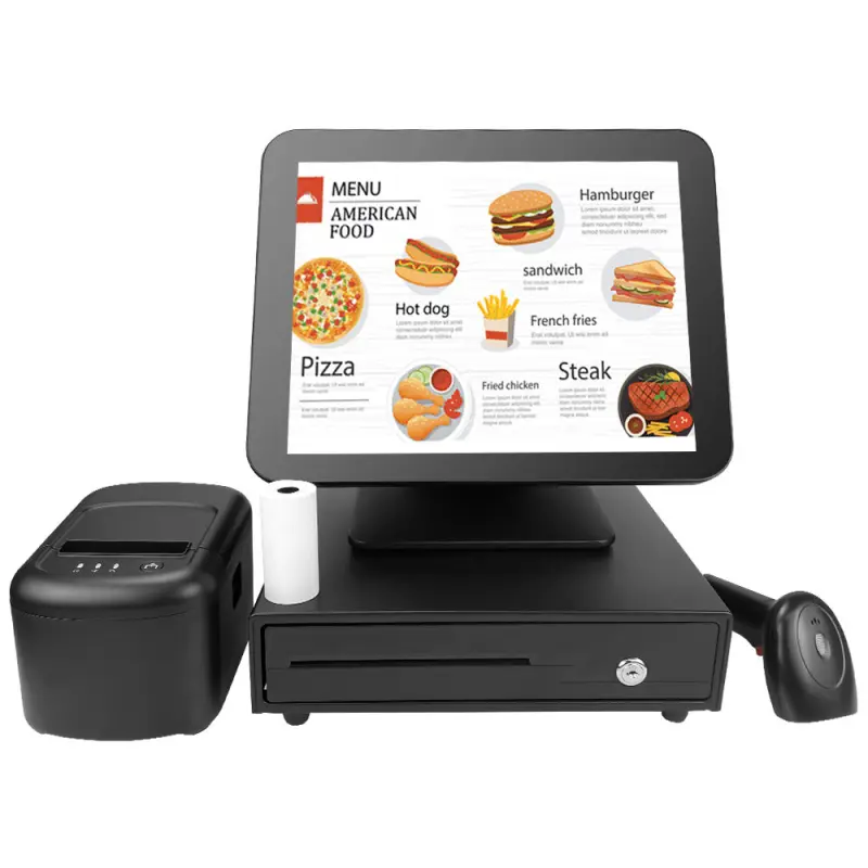 Newest Factory Ultra Thin Fully Folding Retail Restaurant 15'' Windows 7 8 10 Metal Body All In One Pos Machine System Cash Register