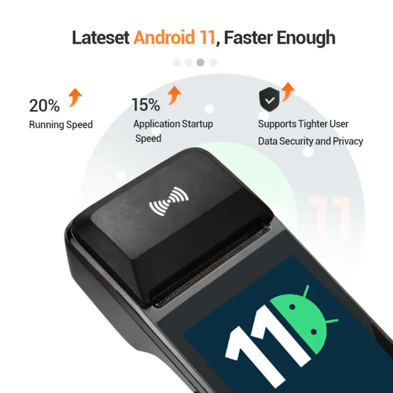 Wireless Smart Pos H8 Android 11 8-Core Smart Handheld Pos Terminal Google Play Store Retail Printer PDA