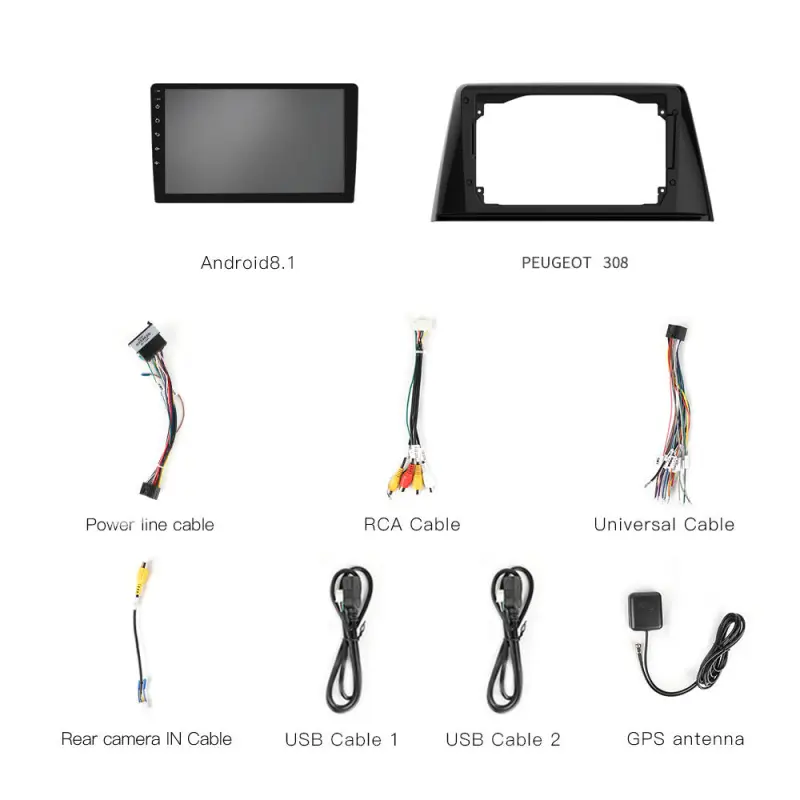 Large Touch Screen Car Multimedia System For Peugeot 308