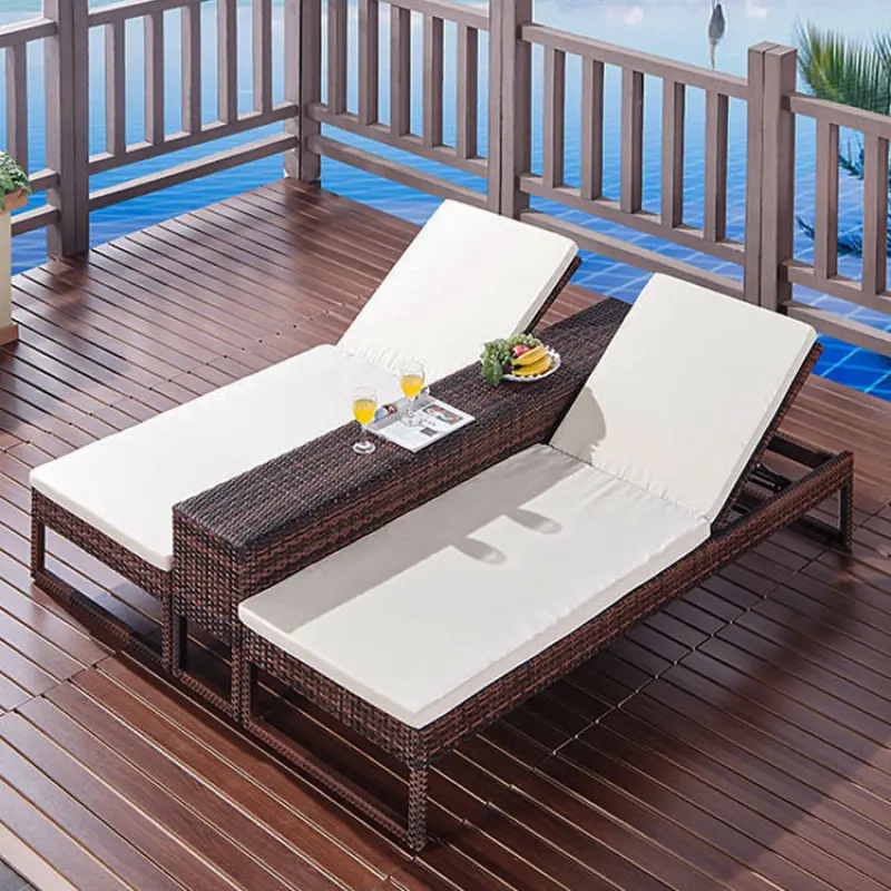 Outdoor Furniture Patio Garden Hotel Swimming Pool Side Recliner Chaise Rattan Wicker Sun Lounge Beach Chair