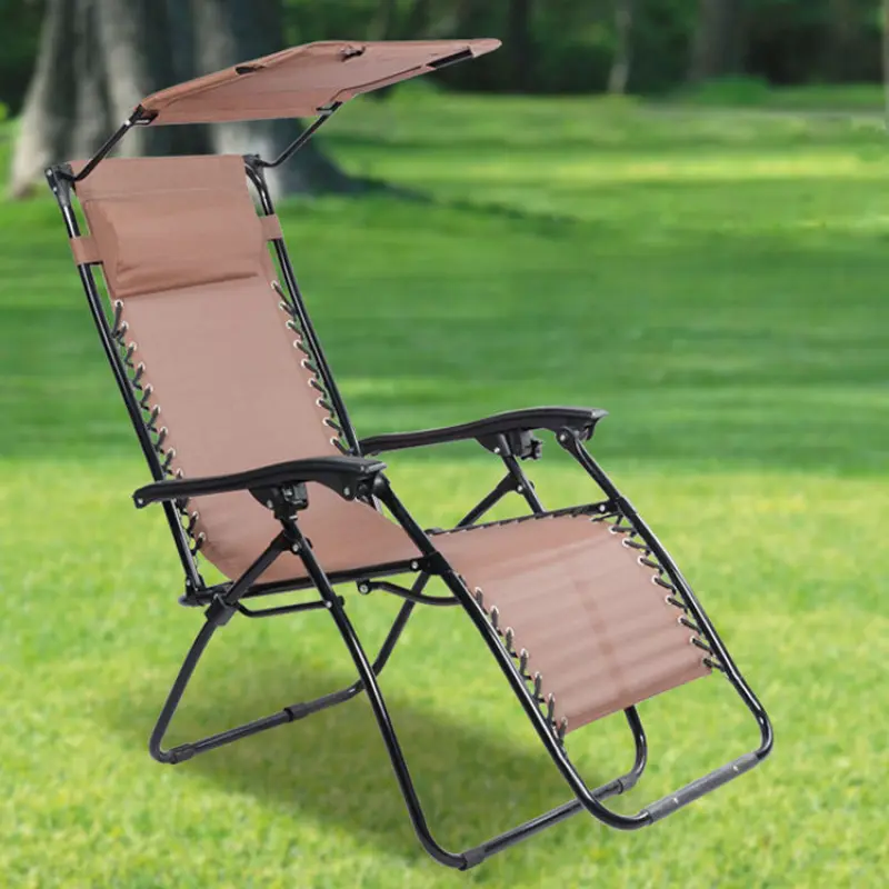 Outdoor Beach Patio Garden Camping Hiking Foldable Portable Chaise Folding Zero Gravity Recliner Lounge Chair with Canopy Shade