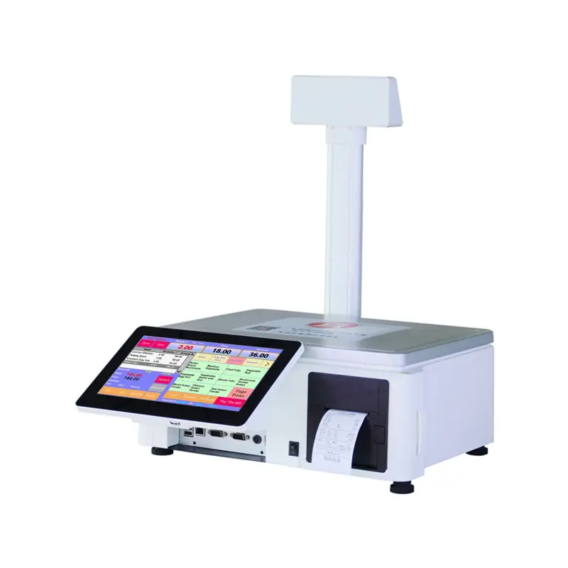 A New Generation Of All In One 10 Inch Capacitive Touch Screen Cash Register Scale T10 With 58mm Thermal Printer