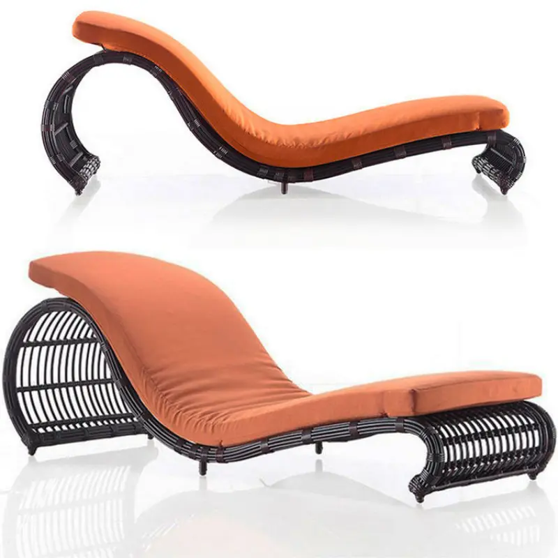 Outdoor Sea Beach Patio Hotel Chaise Lounge Chair Bed Swimming Pool Side Rattan Wicker Chaise Lounge Sun Bed Lounger Chair