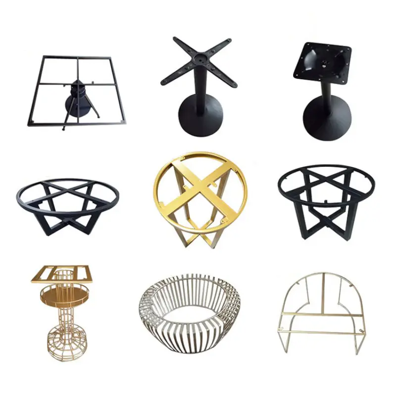 Office Table Frame Black Gold Metal Cast Iron Industrial Steel Restaurant Brass Desk Dining Table Base Legs for Coffee Table