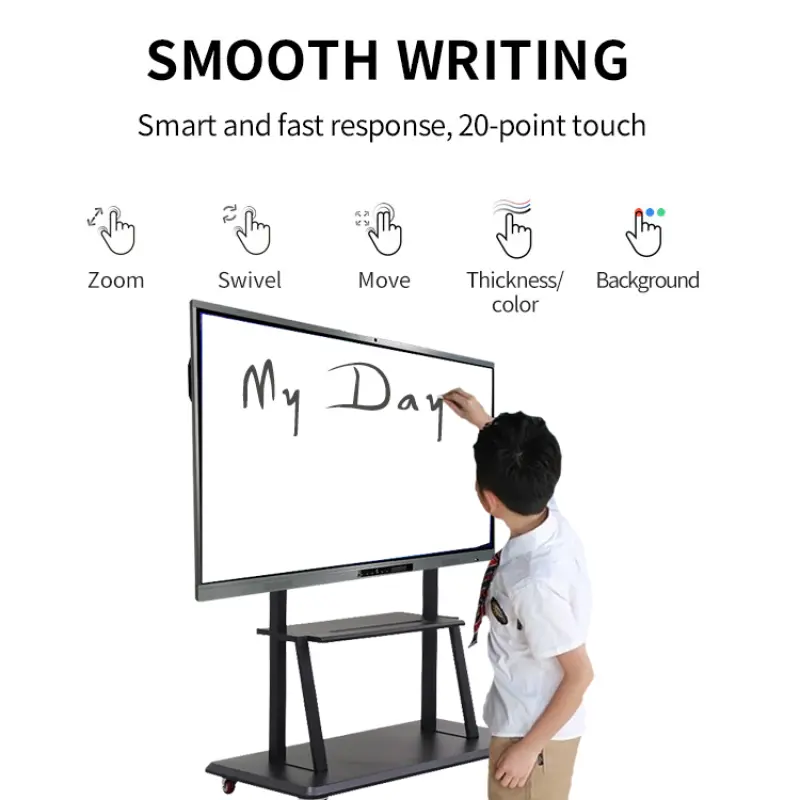 Interactive Touch Screen 75 inch Smart Board For Interactive Panel Double Systems Android 11.0  4 32G SSD