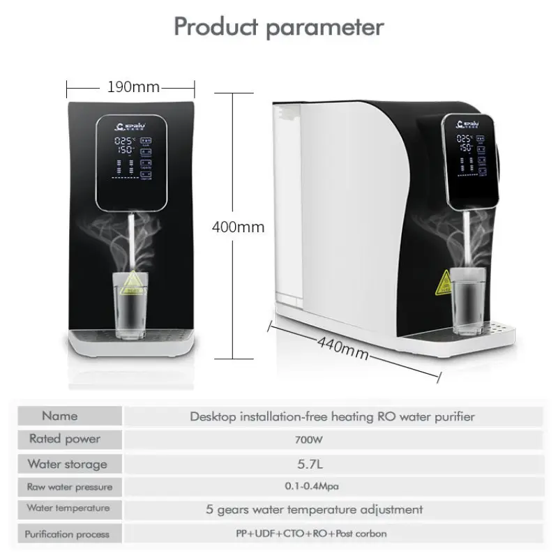 Countertop hot and cold reverse osmosis water filter system
