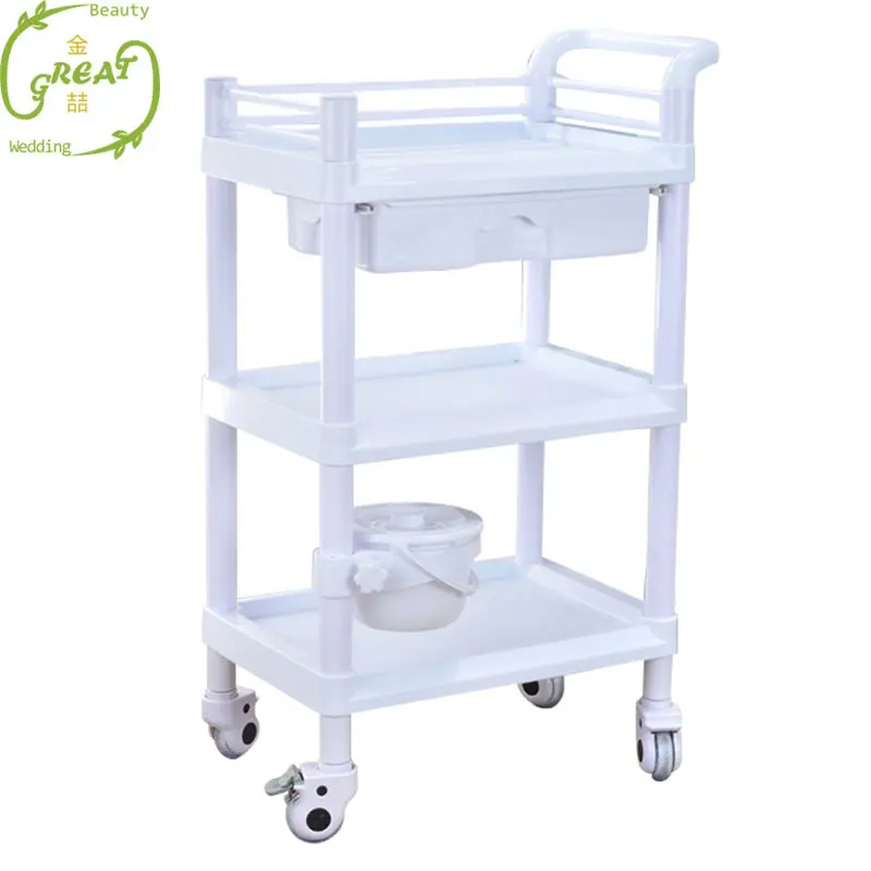 White Beauty Spa Salon Trolley Furniture For Salon Machine Equipment