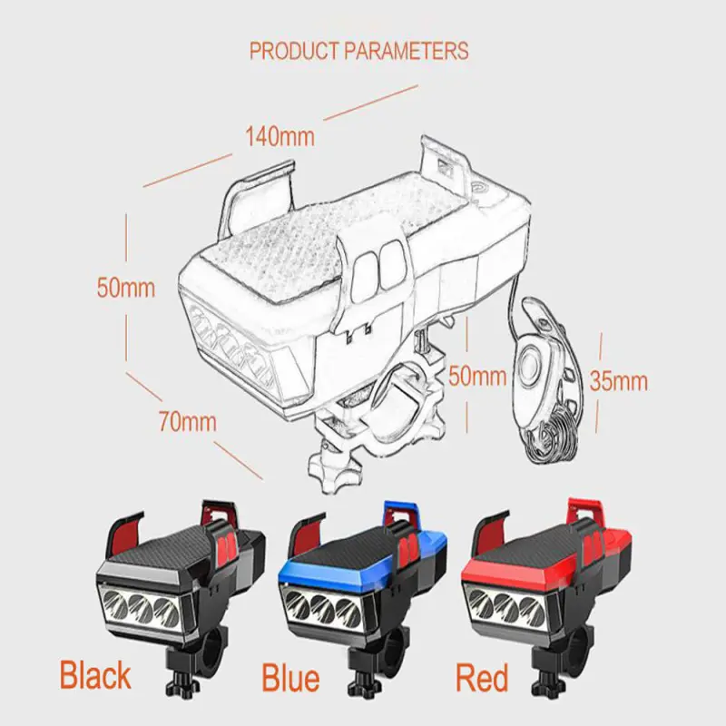 4 in 1 Bicycle Front Lights Mobile Phone Holder USB Rechargeable Bicycle Led Front Light