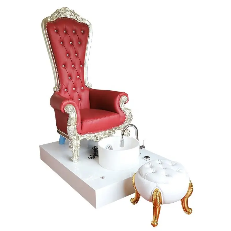 Great High Back Royal Pedicure Chair Long Back Queen Pedicure Spa Chair Manicure Pedicure Spa Massage Chair  With Cute Stool