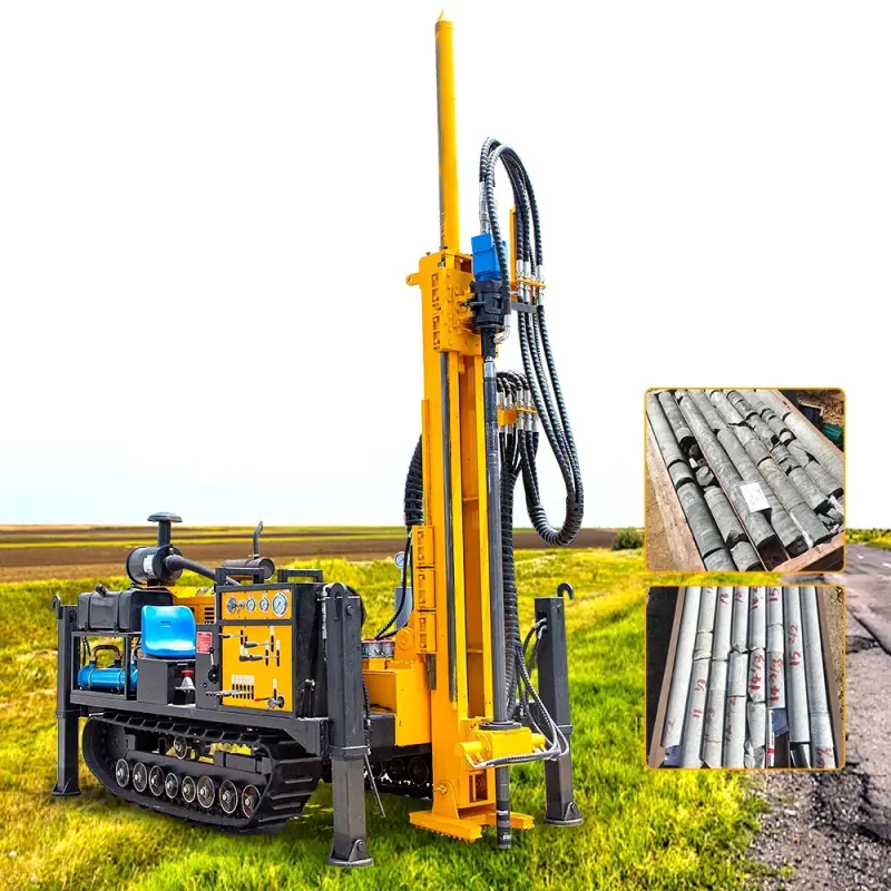 Full hydraulic 1000m deep rock cable remote control core drilling rig