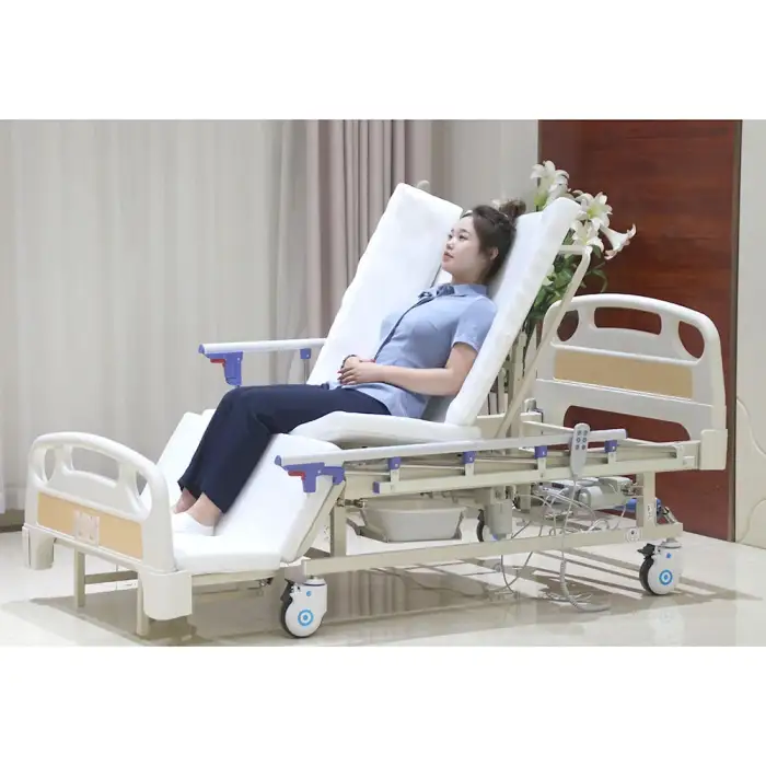 5 Function Electric Patient Hospital Bed Electrical Medical Bed Prices Manual Nursing Home Care Bed With Toilet Adjustable Height 500mm to 750mm