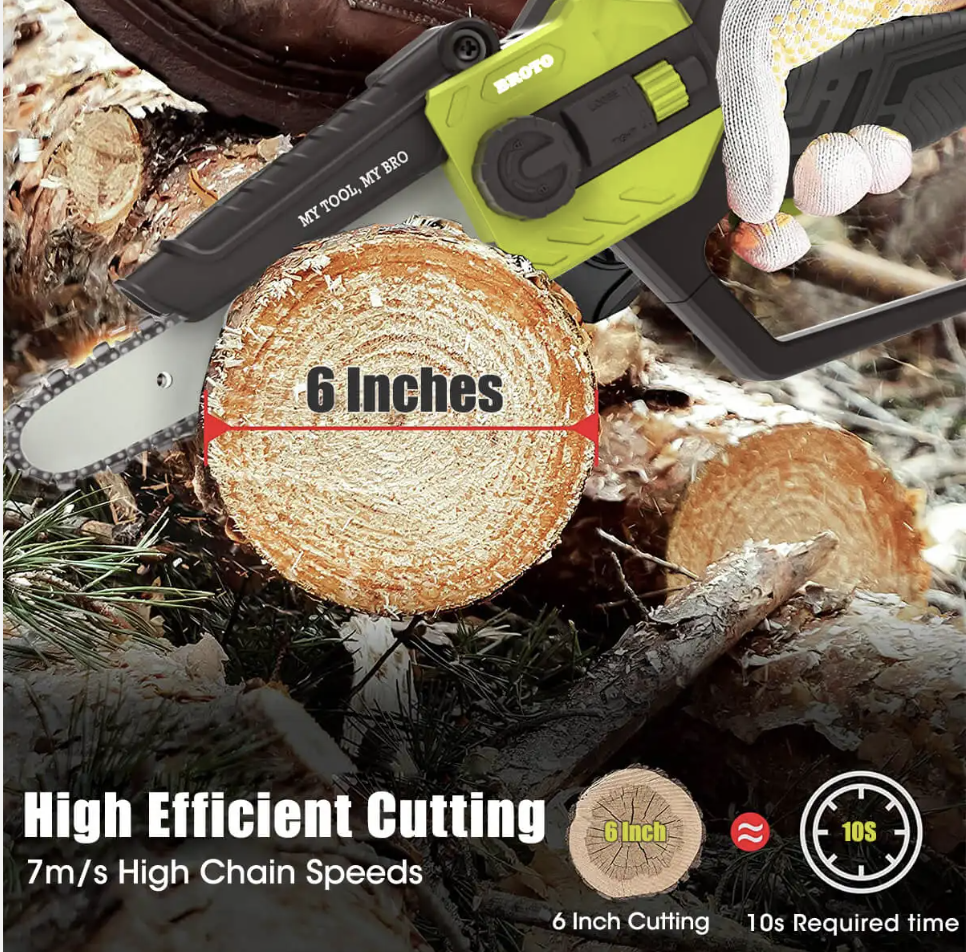 4 and 6 Portable Garden Wood Cutting Lithium Power Cordless Chainsaw