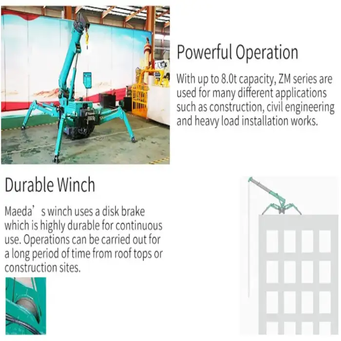 Durable Crawler Spider Lifting Cranes Telescopic Boom Diesel Crane 1.2t Tracked Spider Crane For Construction
