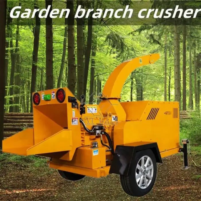 Eco-friendly wood crusher   saw dust machine mobile diesel motor street greening chipper  garden branch crusher