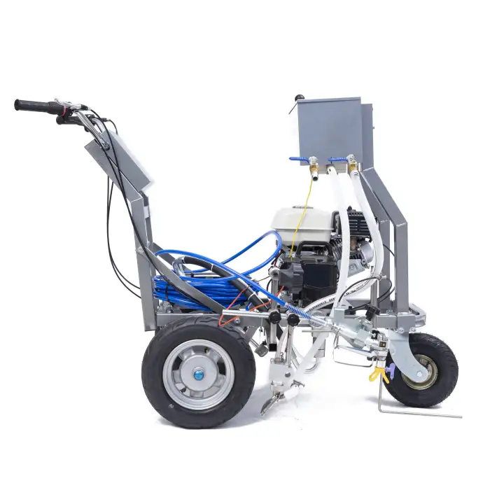 Road marking machine with glass bead guns for large parking lots airless line striper