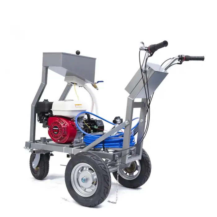 Road marking machine with glass bead guns for large parking lots airless line striper