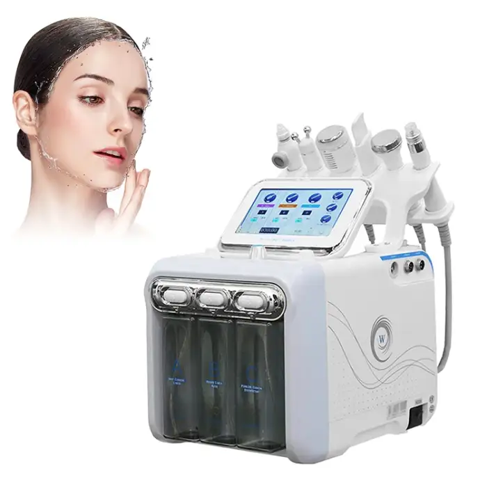 6 in 1 Hydra Microdermabrasion Oxygen Micro Bubble Facial Cleaning Manual Facial Clean Brush Silicone Device