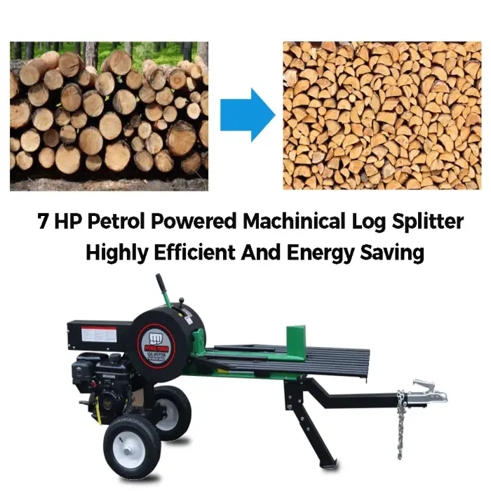 7hp Petrol powered domestic energy saving wood log cutter and splitter