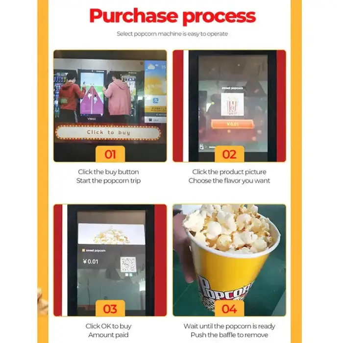 Self-service Popcorn Vending Machine Automatic, Smart Popcorn maker Machine with coin bill acceptor