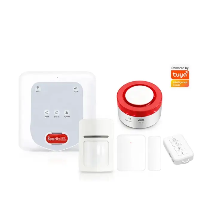 TUYA GSM,WiFi,Zigbee Smart Home Alarm System with PIR detector Door detector Remote Control and Siren Alarm