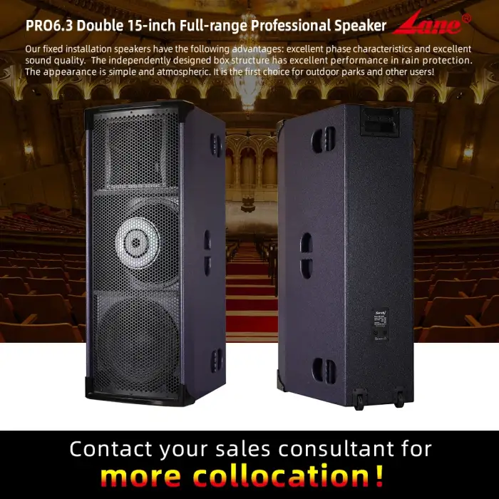 Lane PRO6.3 Black Double 15 inch Full range Home Theater Party Box PA System